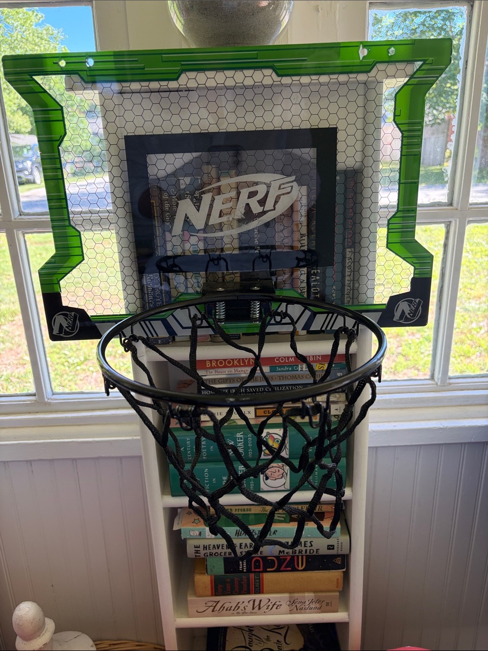 Nerf Clear Backboard with Bright Green Trim and Black Basketball Hoop